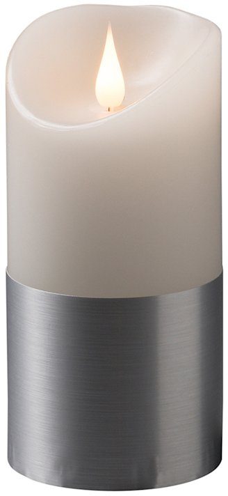 KONSTSMIDE LED-Kerze Weihnachtsdeko (1-tlg), LED Echtwachskerze, weiß, mit silberfarbener Banderole