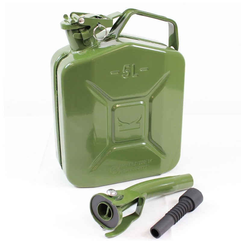 TRUTZHOLM Kanister 1x Benzinkanister Kraftstoffkanister Diesel Metall 5 Liter Olivgrün (Set)