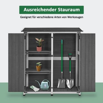 MCombo Gerätehaus M MCombo Gartenschrank Gartenhaus 0707, Holz Wetterfest Klein Outdoor Außenbereich 122×60×137cm