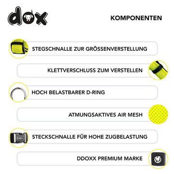 DDOXX Hunde-Geschirr Hundegeschirr Air Mesh, Step-In, verstellbar, gepolstert, Gelb L - 3,2 X 65-99 Cm