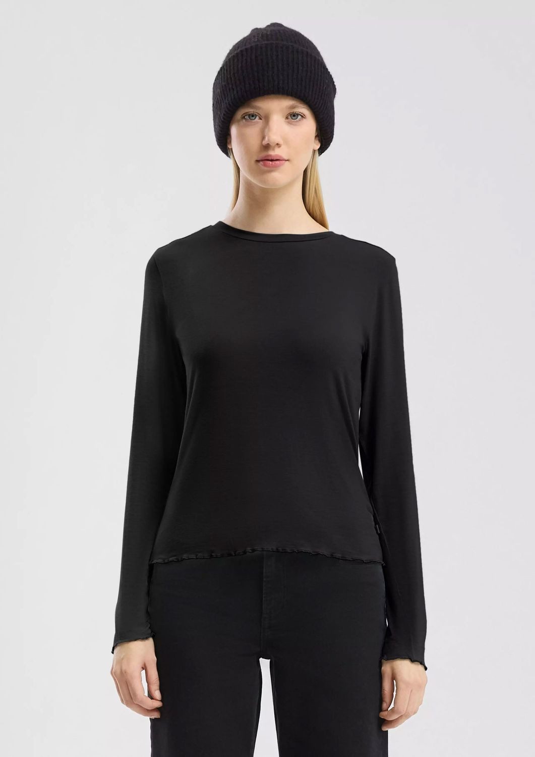 QS Longsleeve Langarmshirt aus Viskosestretch Rundhals, günstig online kaufen