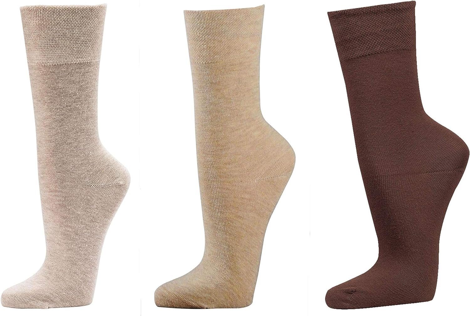 TippTexx 24 Businesssocken 3 Paar Socken GROßE GRÖßEN für GROßE Männer mit Antiloch-Garantie Natur/Camel/Braun