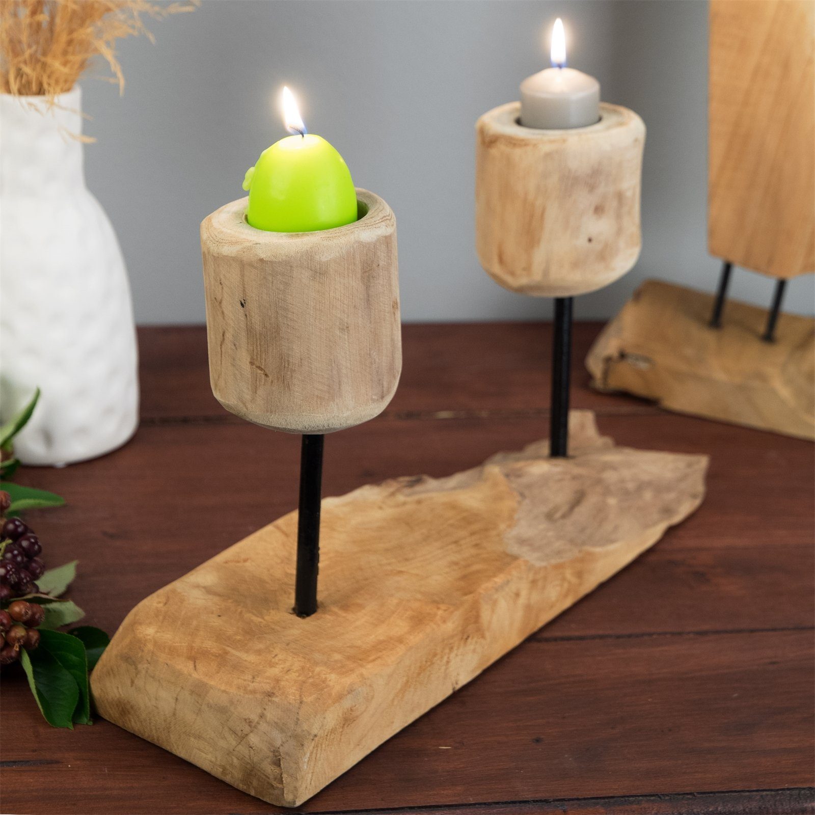 CREEDWOOD Kerzenständer KERZENHALTER "2 LIGHTS", vintage Wurzelholz Kerzenständer