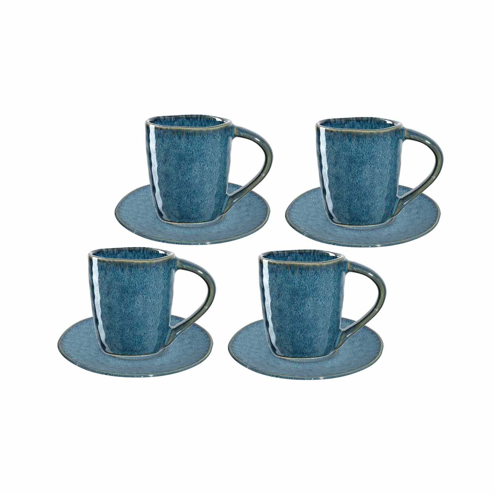 Set, LEONARDO 8er Blau Keramik Espressotassen Espressotasse Matera