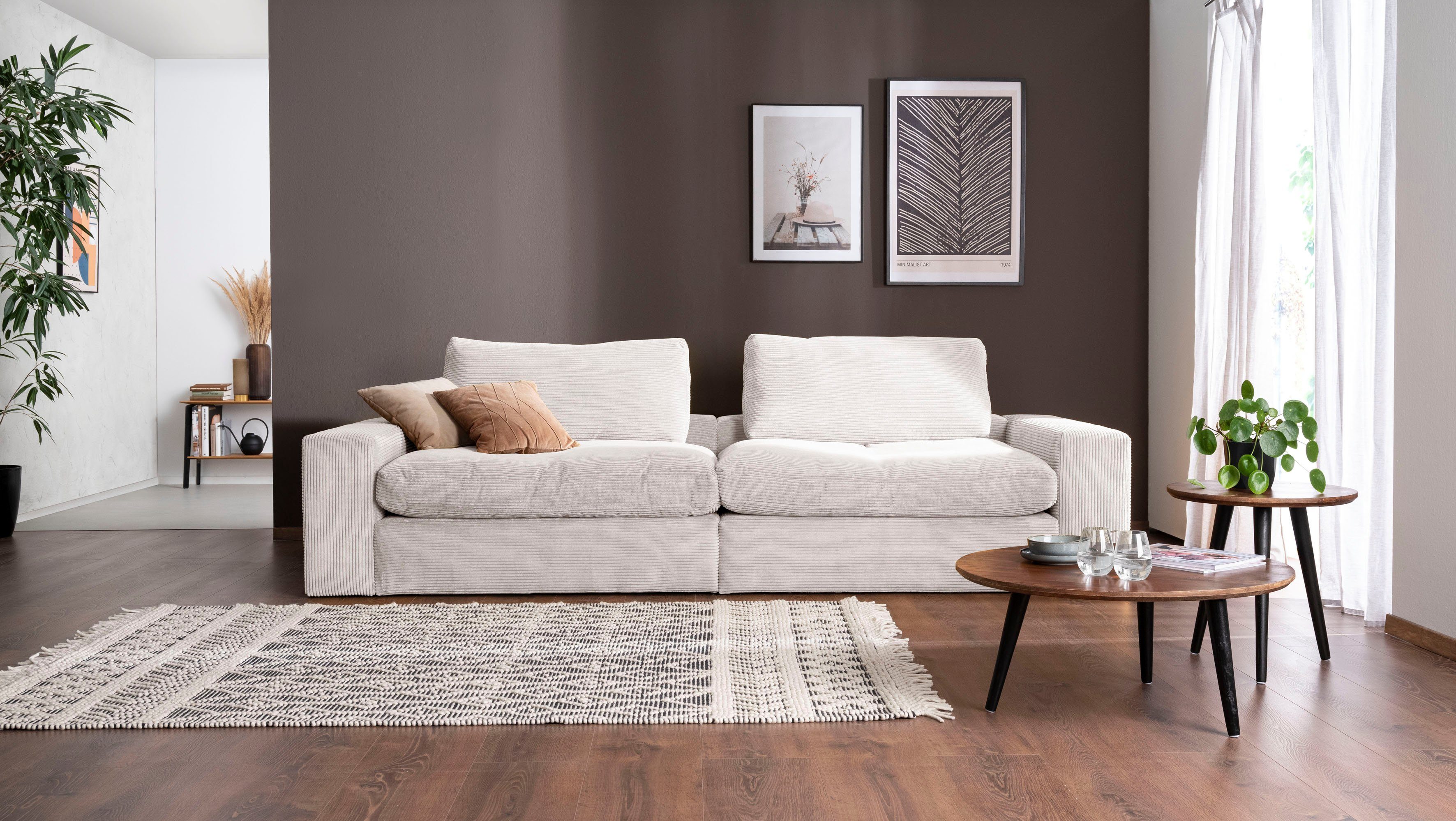 alina Big-Sofa Sandy, 296 cm breit und 123 cm tief, in modernem Cordstoff