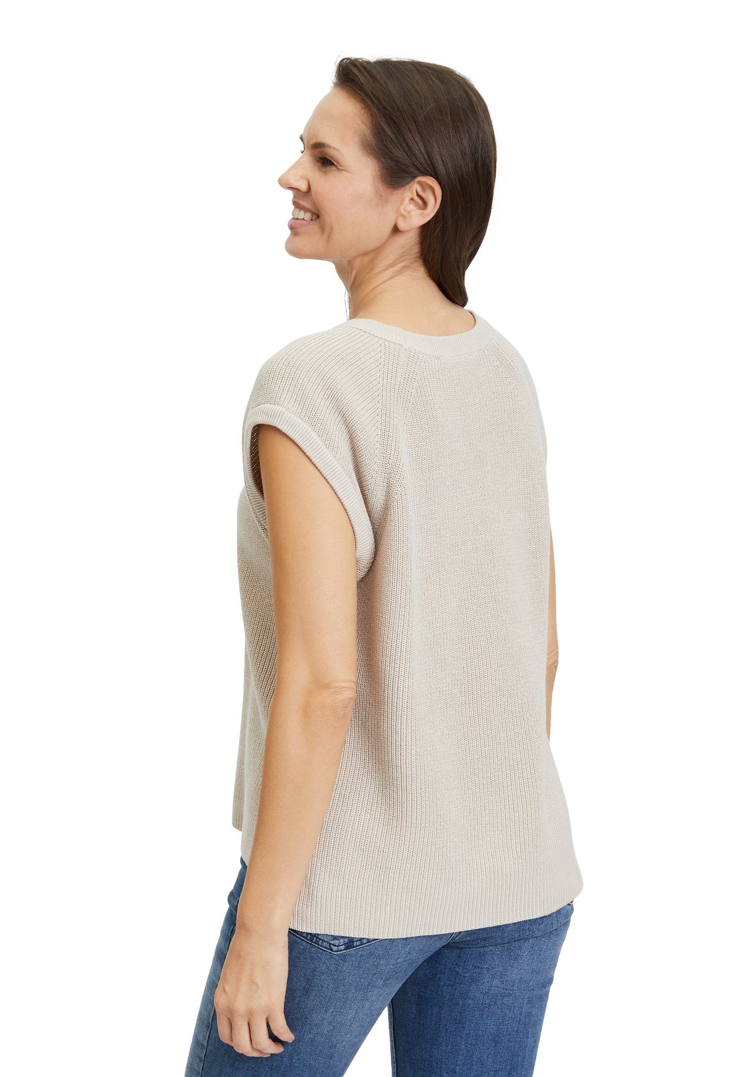 mit Grau Strick Strickpullover (1-tlg) Barclay Betty Beige Rippenstruktur