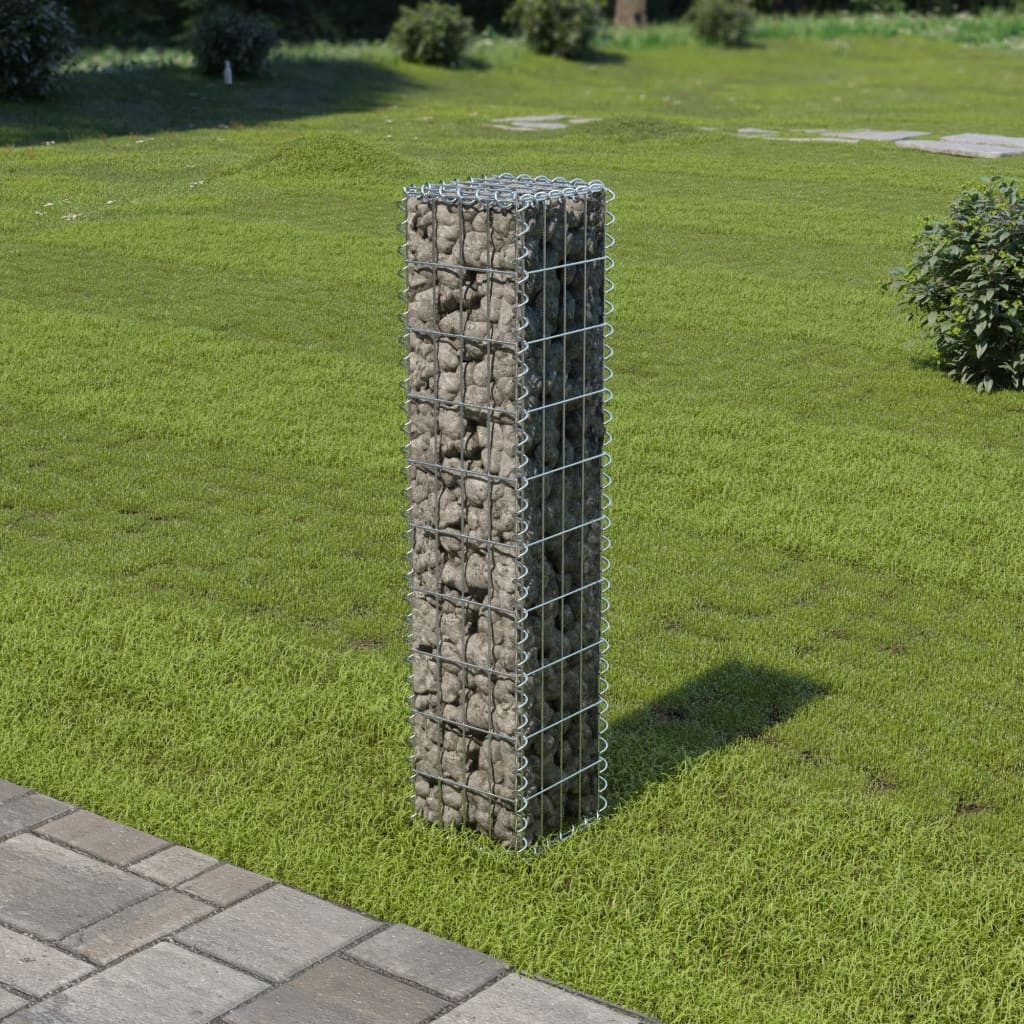 vidaXL Gabionenzaun, Gabionenwand mit Abdeckung Verzinkter Stahl 20×20×100 cm