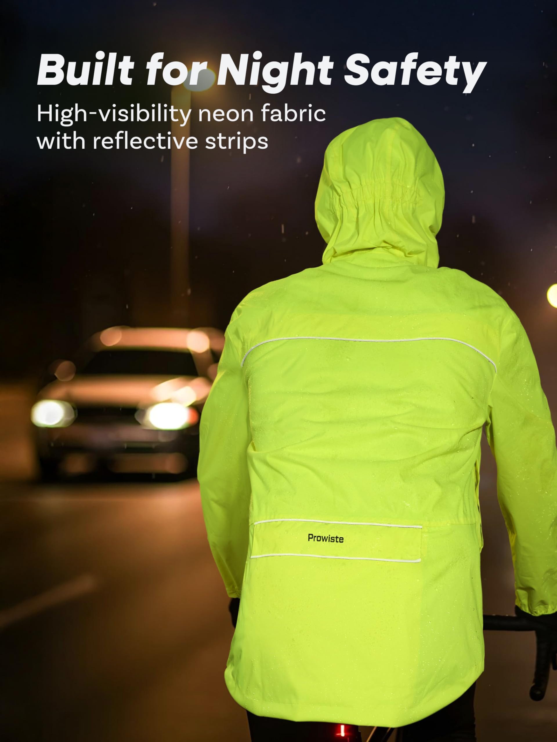 Prowiste Warnweste Fahrradjacke - Wasserdicht Atmungsaktiv Reflektierend – Fahrradjacke (Einzelartikel, 1-tlg., 1 x Fahrradjacke) Herren & Damen – Wasserdicht & Atmungsaktiv Reflektierende Regenjacke