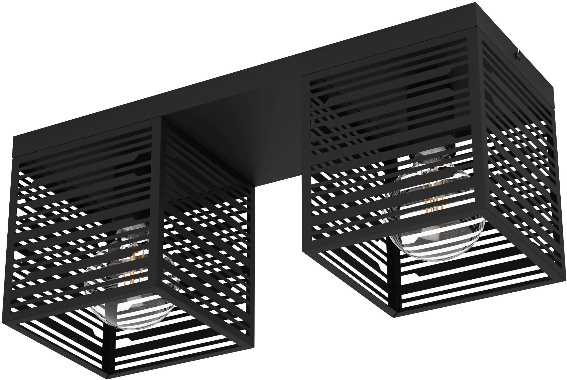 EGLO Deckenleuchte PIEDRITAS, Leuchtmittel - Deckenleuchte Leuchtmittel, ohne Stahl - E27 wechselbar, in exkl. aus schwarz 40W