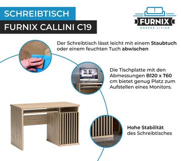 Furnix Schreibtisch CALLINI C19 Arbeitsplatz mit Tastaturschublade Eiche Artisan, B120 x H78 x T60 cm