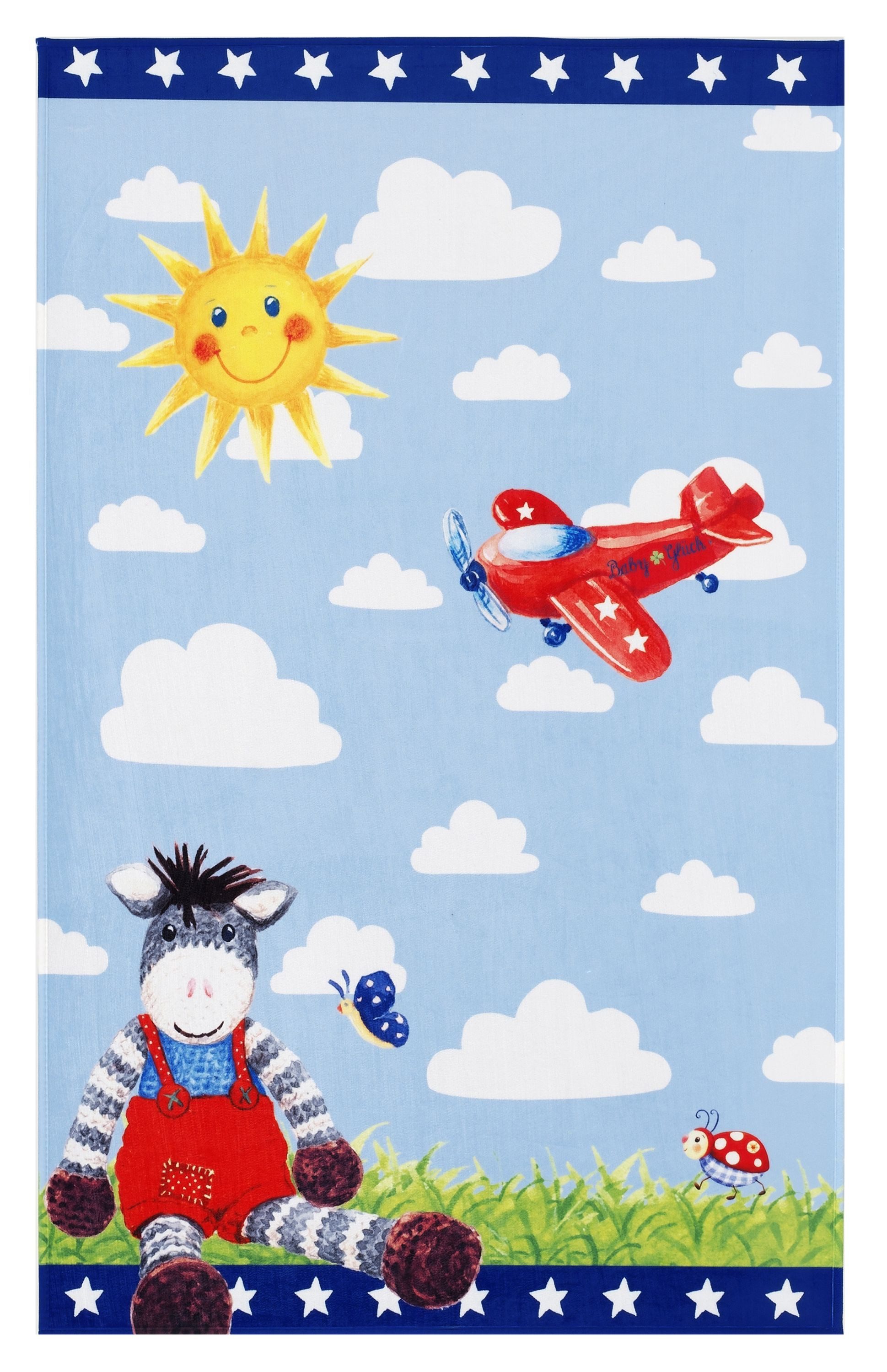 Babyglück Kinderteppich Baby Glück Esel blau, rechteckig