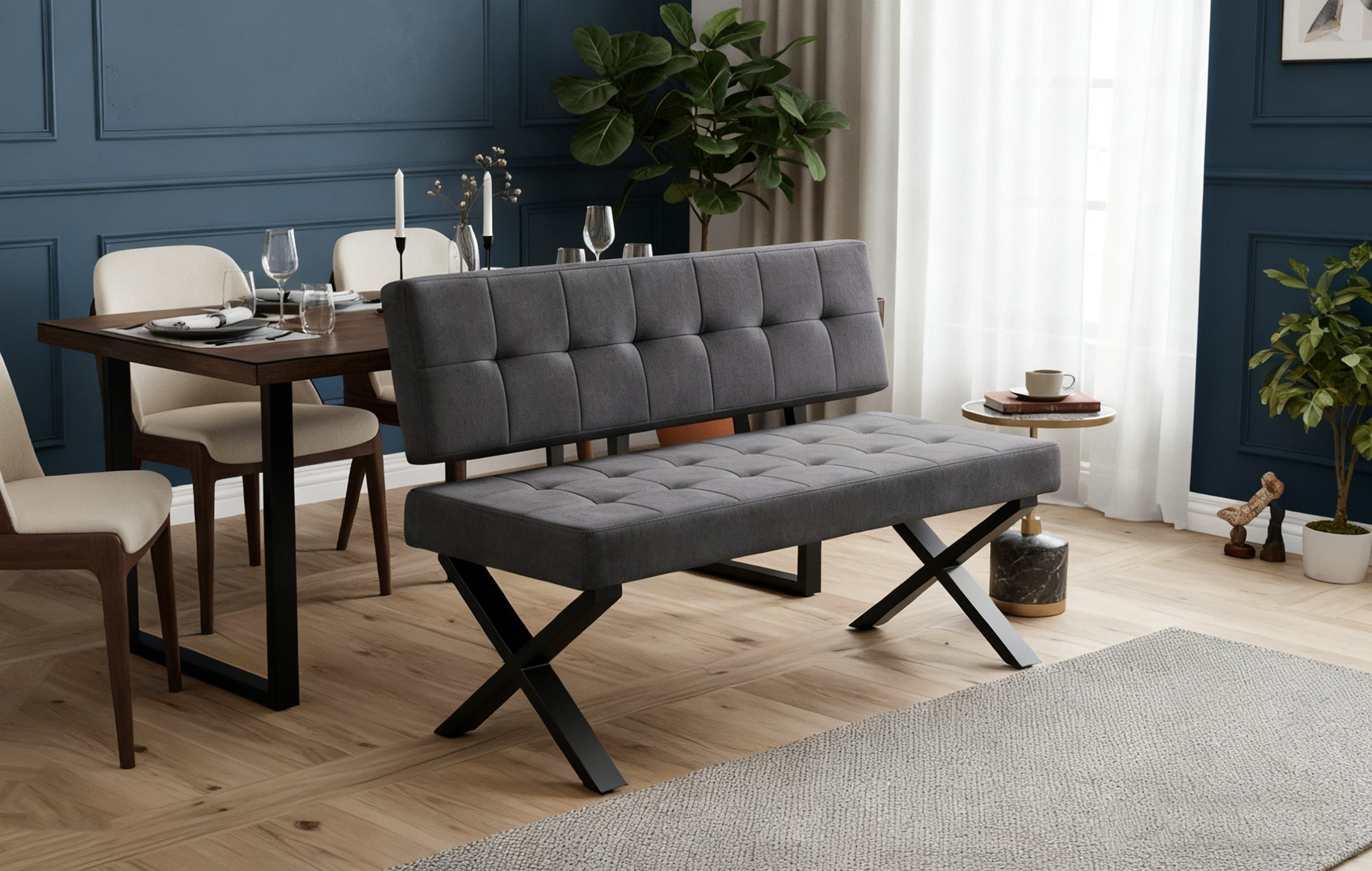 B&D home Essbank KAREN (1-St), gepolstert, Metallgestell, mit oder ohne Rückenlehne, in 120/140/160cm