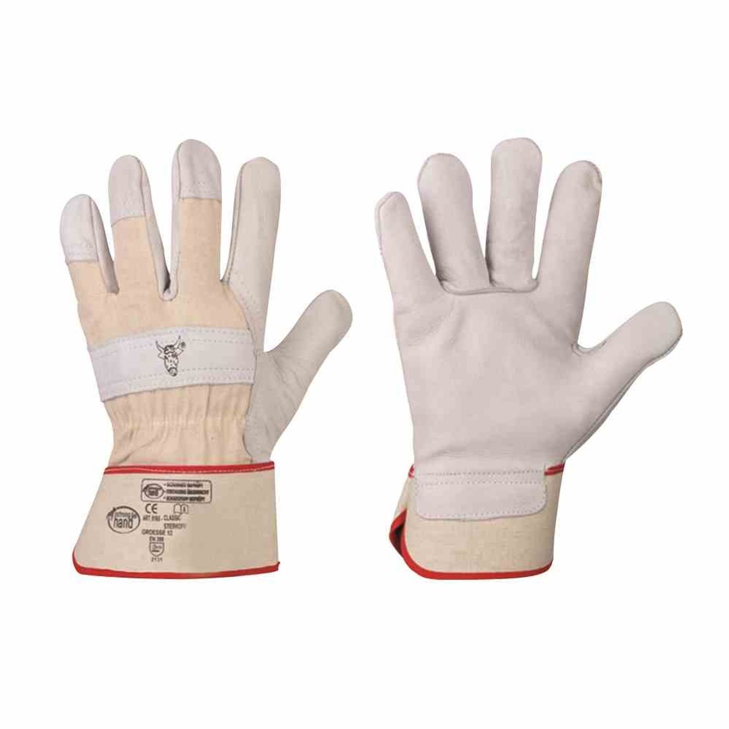 Nitril-Handschuhe Handschuh STIERKOPF, Größe 12 natur, Rindvolleder