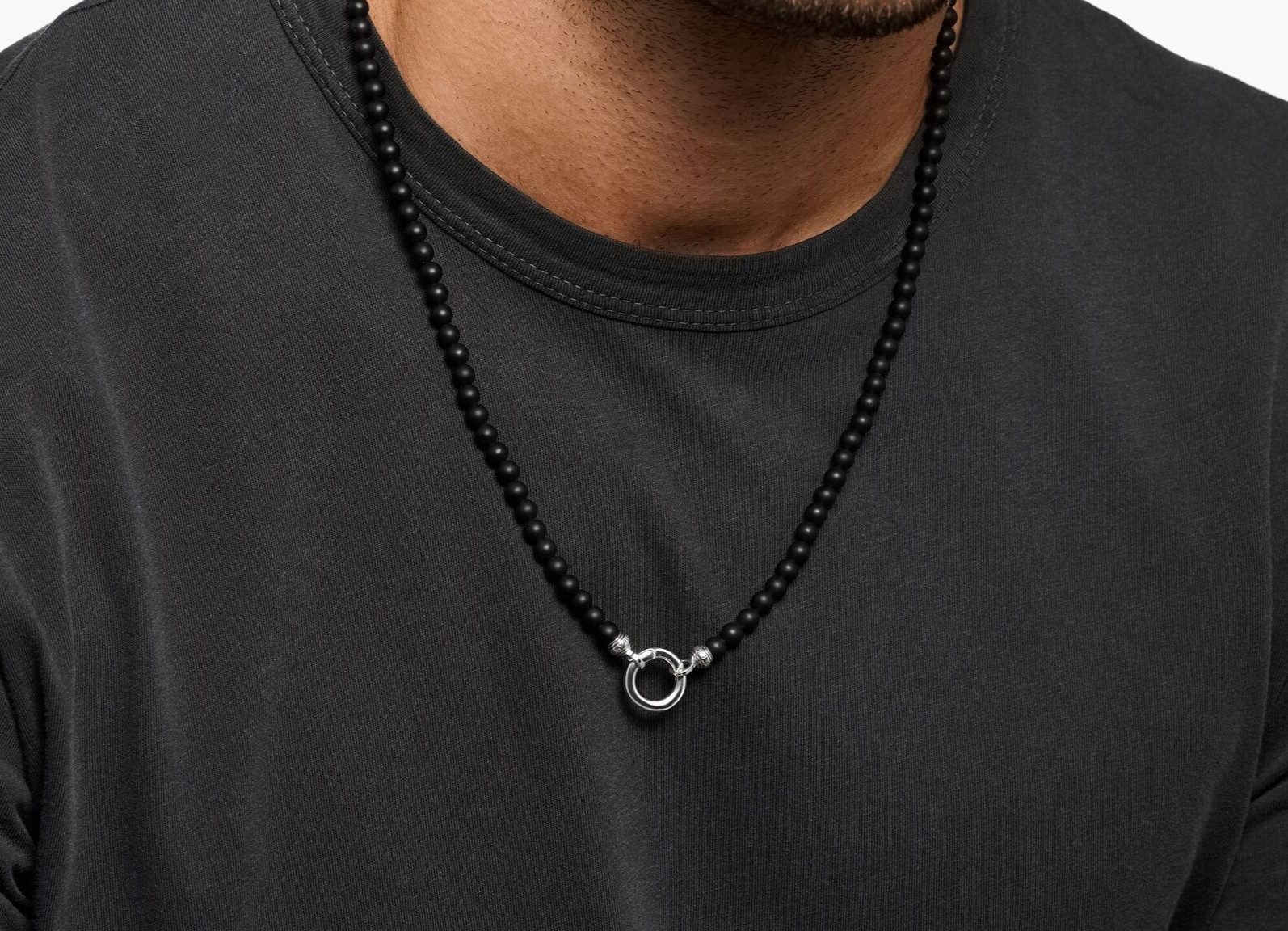 THOMAS SABO Kette ohne Anhänger THOMAS SABO Kette Obsidian schwarz mit Ringverschluss, 60 cm