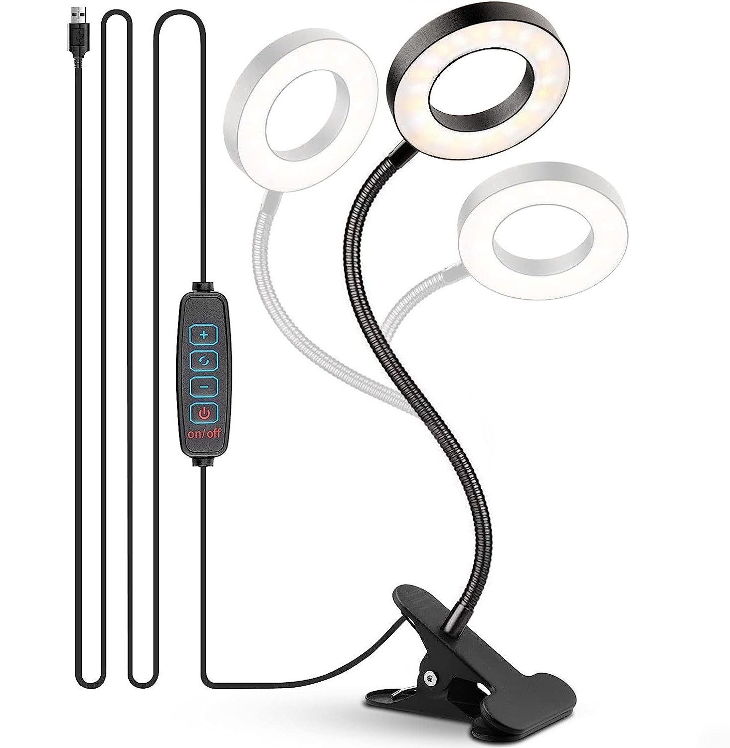 LED Klemmleuchte Klemmleuchte,48 LED Leselicht,360°Flexibel,38cm Leselampe,dimmbar,7W