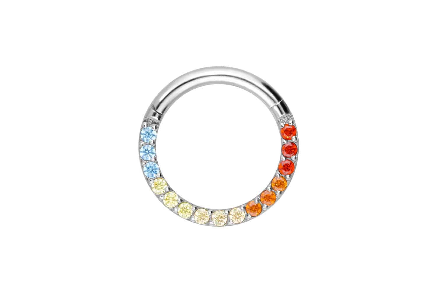 Piercing-Set Titan Segmentring Clicker EINGEFASSTE BUNTE KRISTALLE