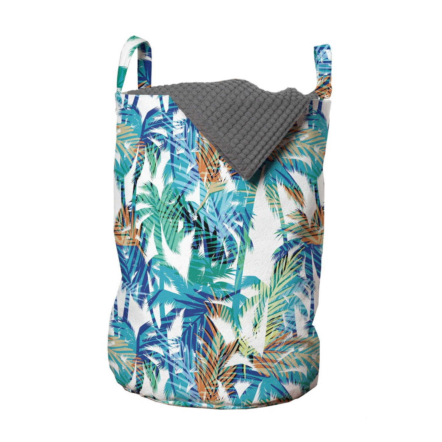 Wäschesäckchen Kordelzugverschluss Palmblatt für Abakuhaus Wäschekorb Natur Abstrakt Traum Waschsalons, mit Griffen