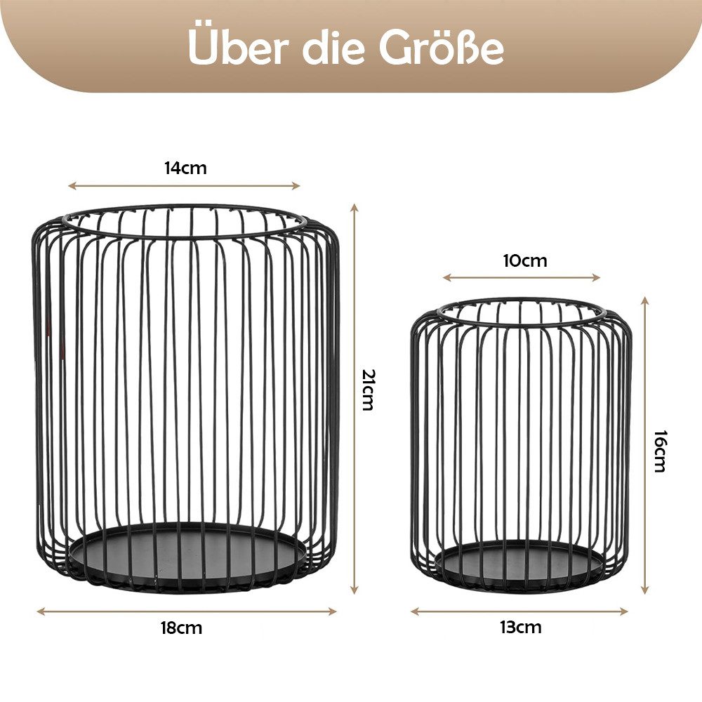 TUWENA Kerzenhalter Kerzenständer 2er Set,Metall Laterne Kerzenhalter,Eisen Kerzenleuchter, Vintage Kerzen Ständer für Wohnzimmer, Schlafzimmer,Esstisch Tischdeko
