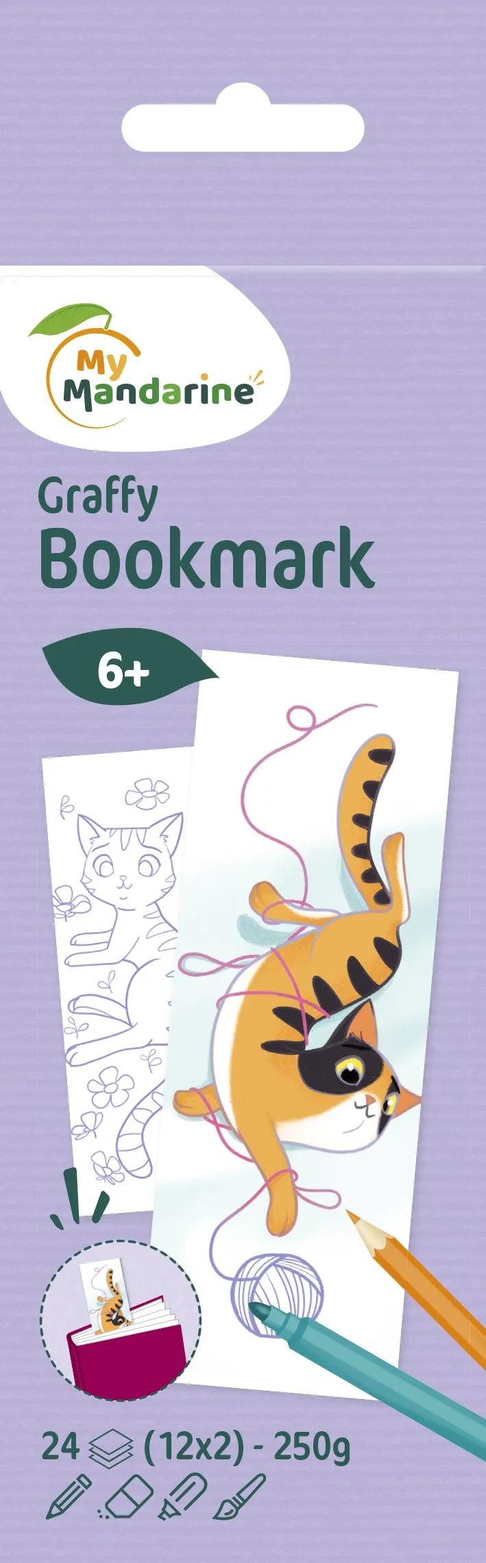 Avenue Mandarine Malvorlage 5x Graffy Bookmark, Katzen GY100C, Ausmalbuch