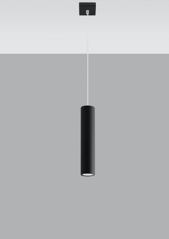 SOLLUX lighting Pendelleuchte Hängelampe Pendelleuchte LAGOS 1 schwarz, 1x  GU10, ca. 8x8x100 cm, geeignet für Leuchtmittel GU10 max. 40 Watt