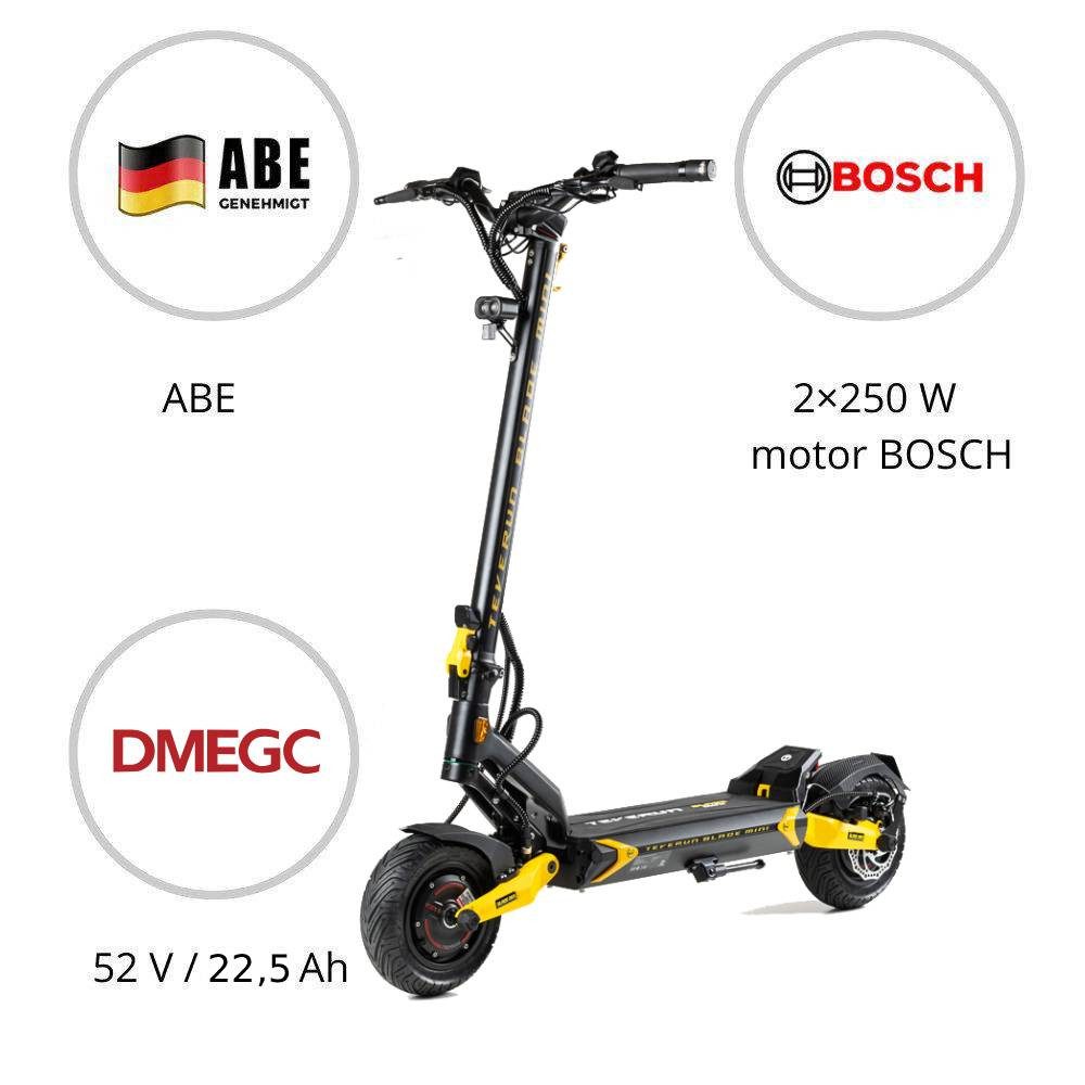 TEVERUN E-Scooter Teverun Blade Mini Pro eKFV E-Scooter mit Straßenzulassung, 20 km/h, (Packung), 22,5Ah DMEGC, 2×250W Bosch, ABE, Federung, APP