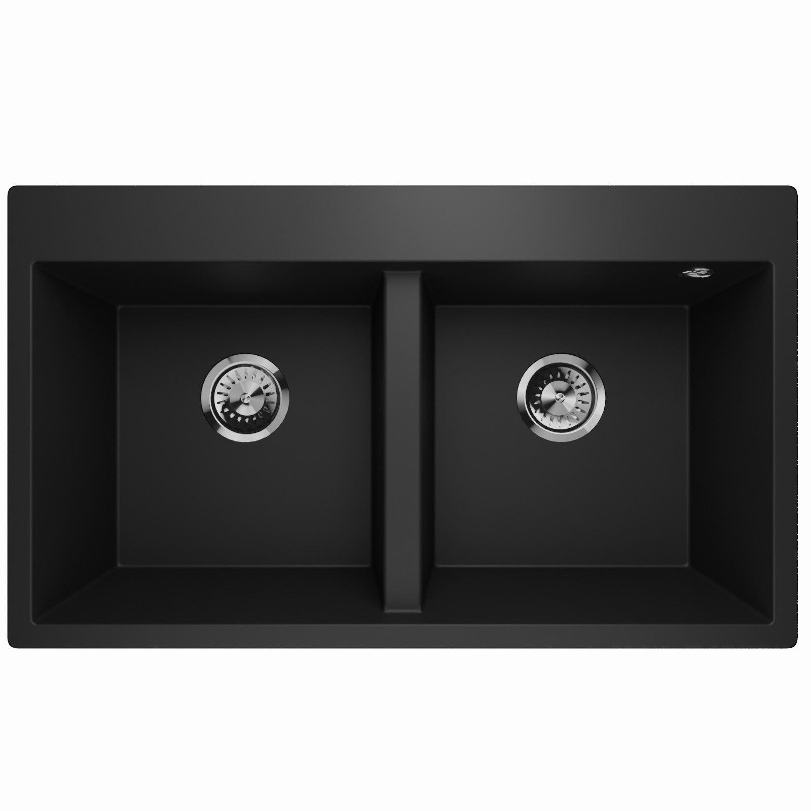 Produktbild von Granitspüle Doppelbecken Lavello Elle 2.0 In Schwarz – Kratzfeste Einbauspüle Für Küchenarbeitsplatten