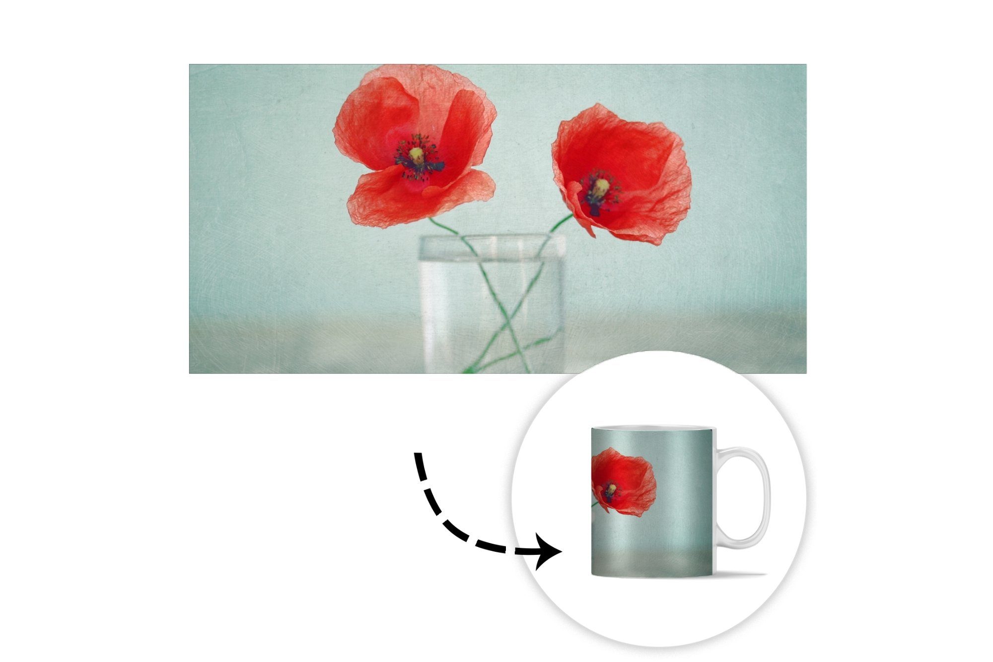 Becher, Geschenk Stilleben Tasse - - Teetasse, Teetasse, Blumen, Keramik, MuchoWow Mohn Kaffeetassen,