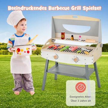 COSTWAY Outdoor-Spielküche Kinderküche Grill, inkl. 18 Teile Zubehör