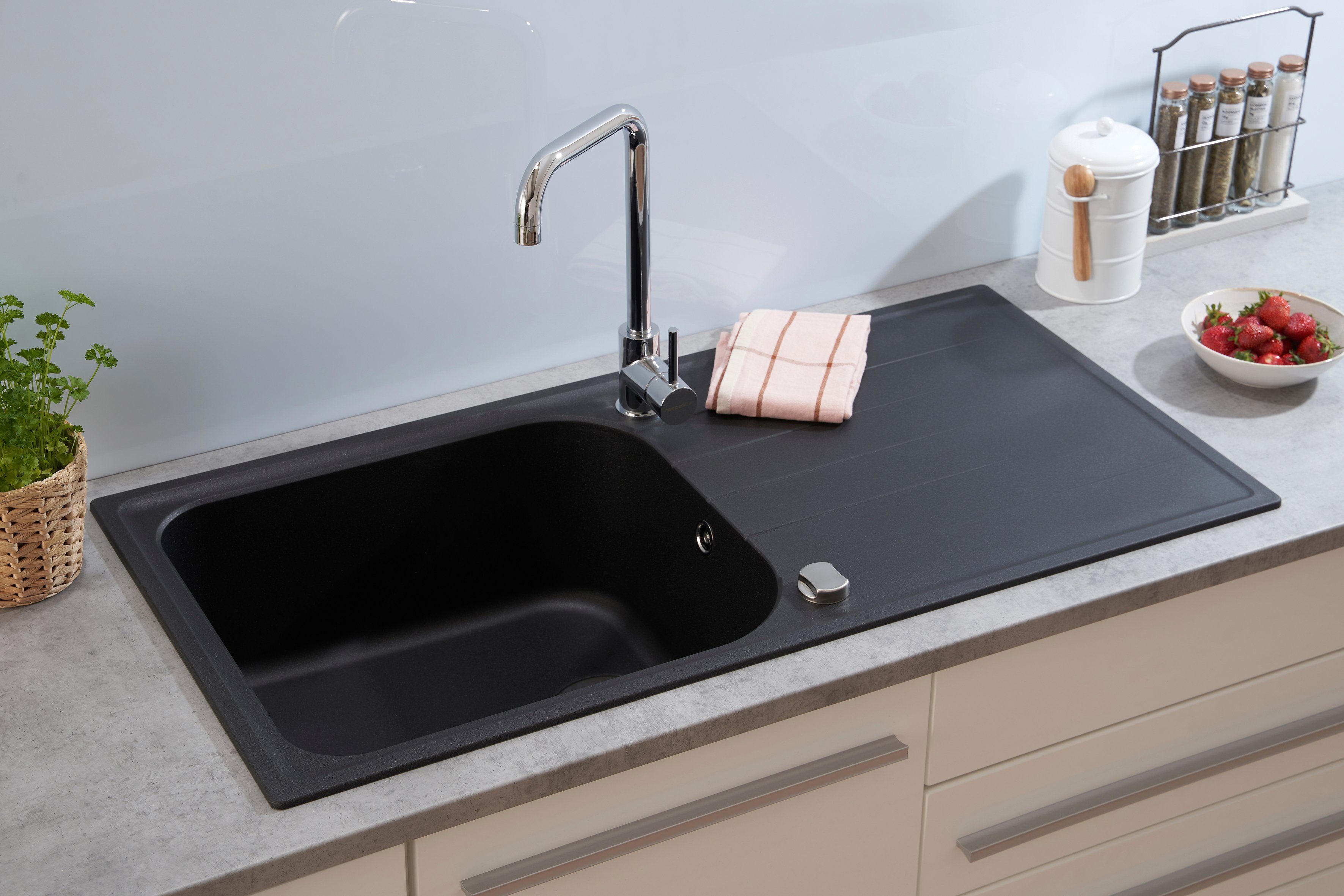 RESPEKTA Einbauspüle ORLANDO100X50G, eckig, 100/50 cm