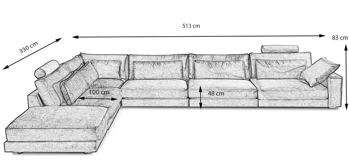 Ecksofa XXL ETICO, Sofa Velvet KAWOLA Recamiere links rostrot