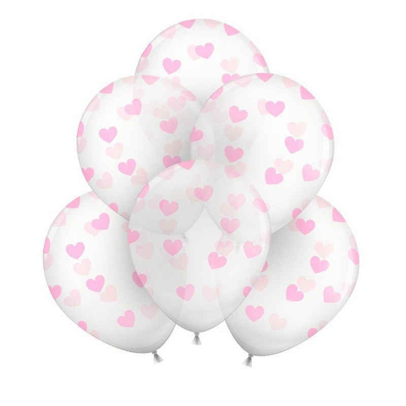 partydeco Latexballon Latexballons - Herzen Transparent rosa - 30cm - 50