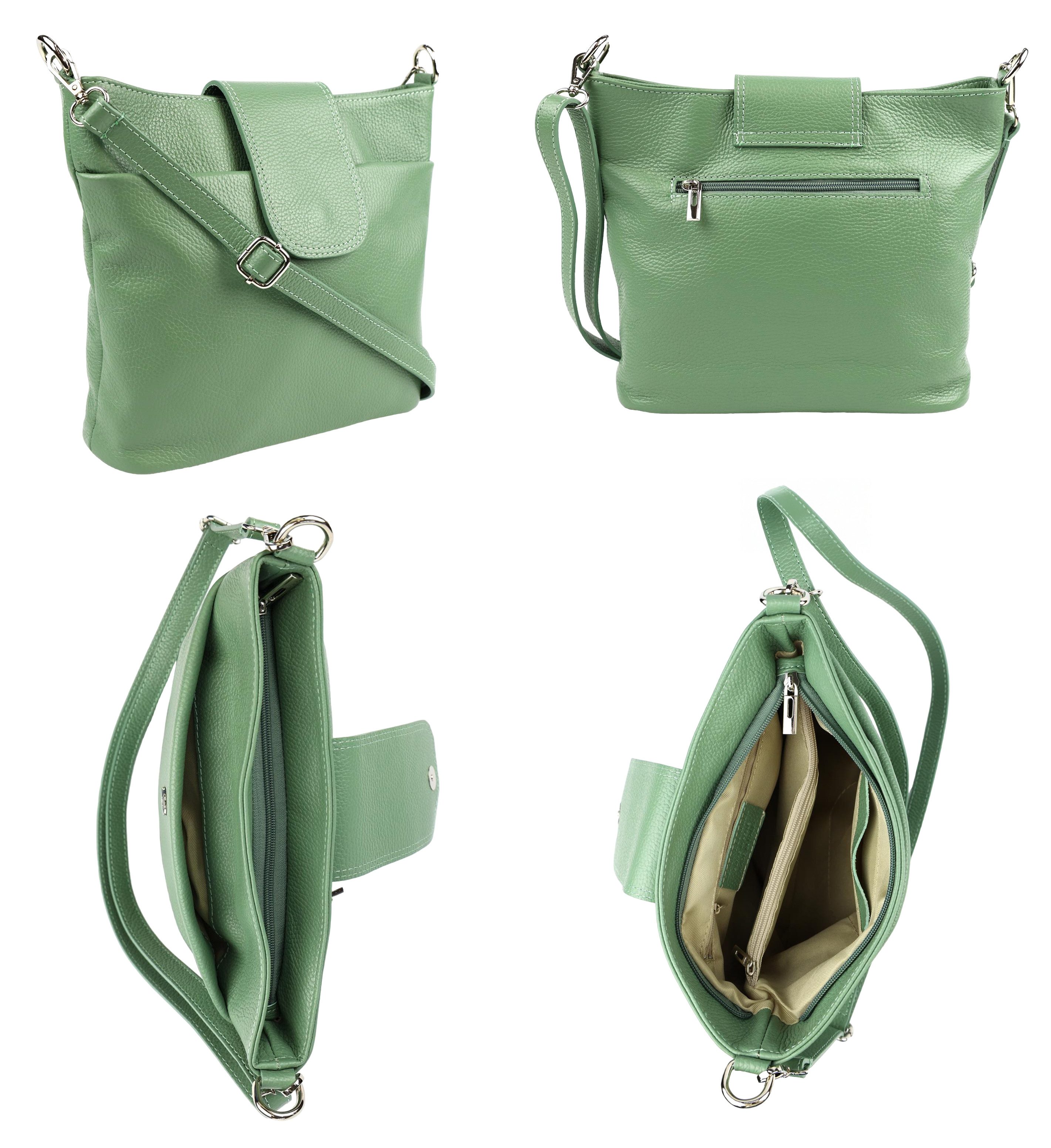 SEVA Schultertasche Umhängetasche Damen Echtleder mit Verstellbar Abnehmbar Breiter Gurt (5 Innenfächer, 2 Außenfächer, Vielen Farben), Crossbody Tasche, vielen verschiedenen Farben, Made in Italy