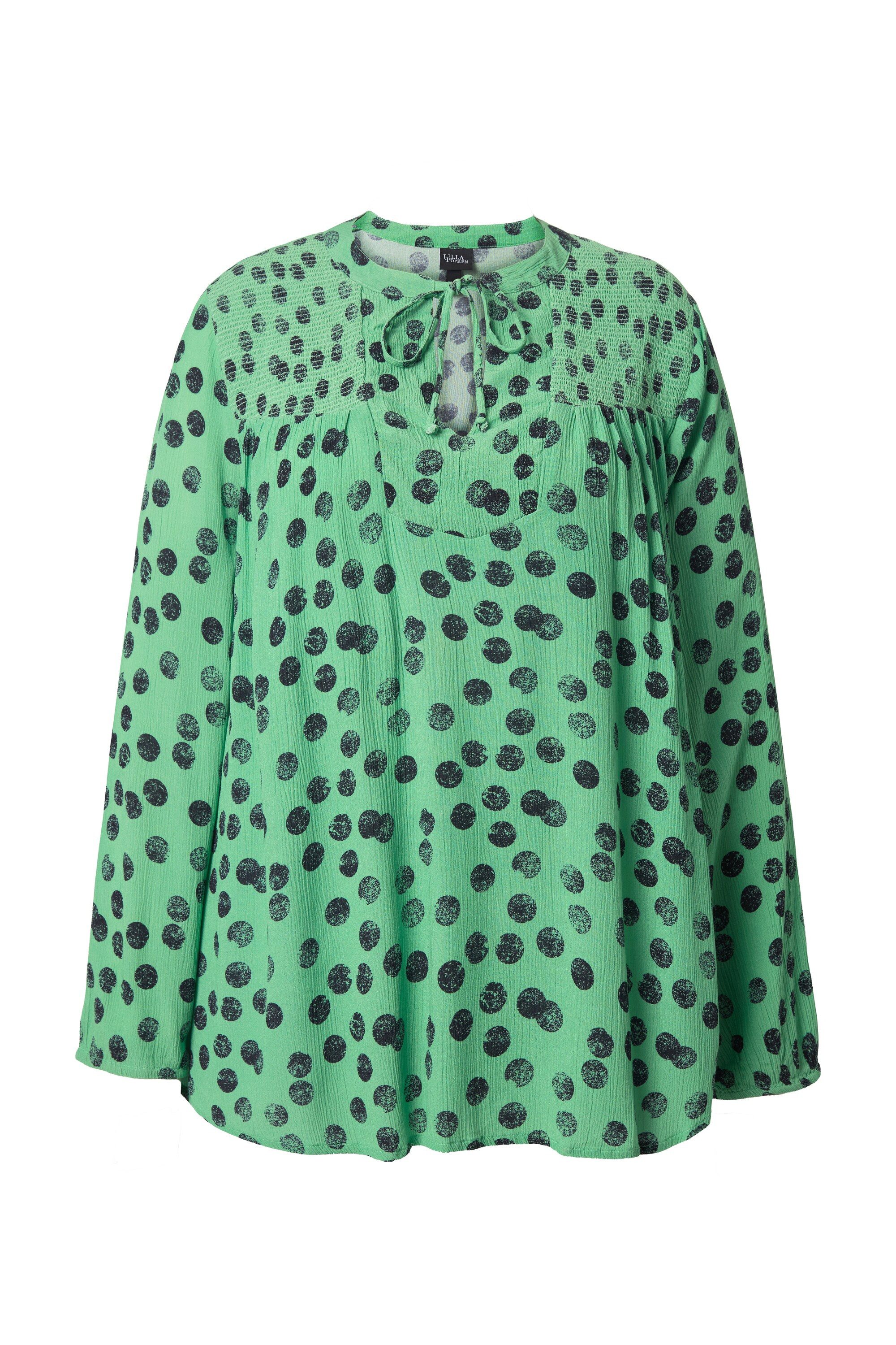 Ulla Popken Tunika Smokbluse Punkte A-Linie Tunika-Ausschnitt Langarm günstig online kaufen