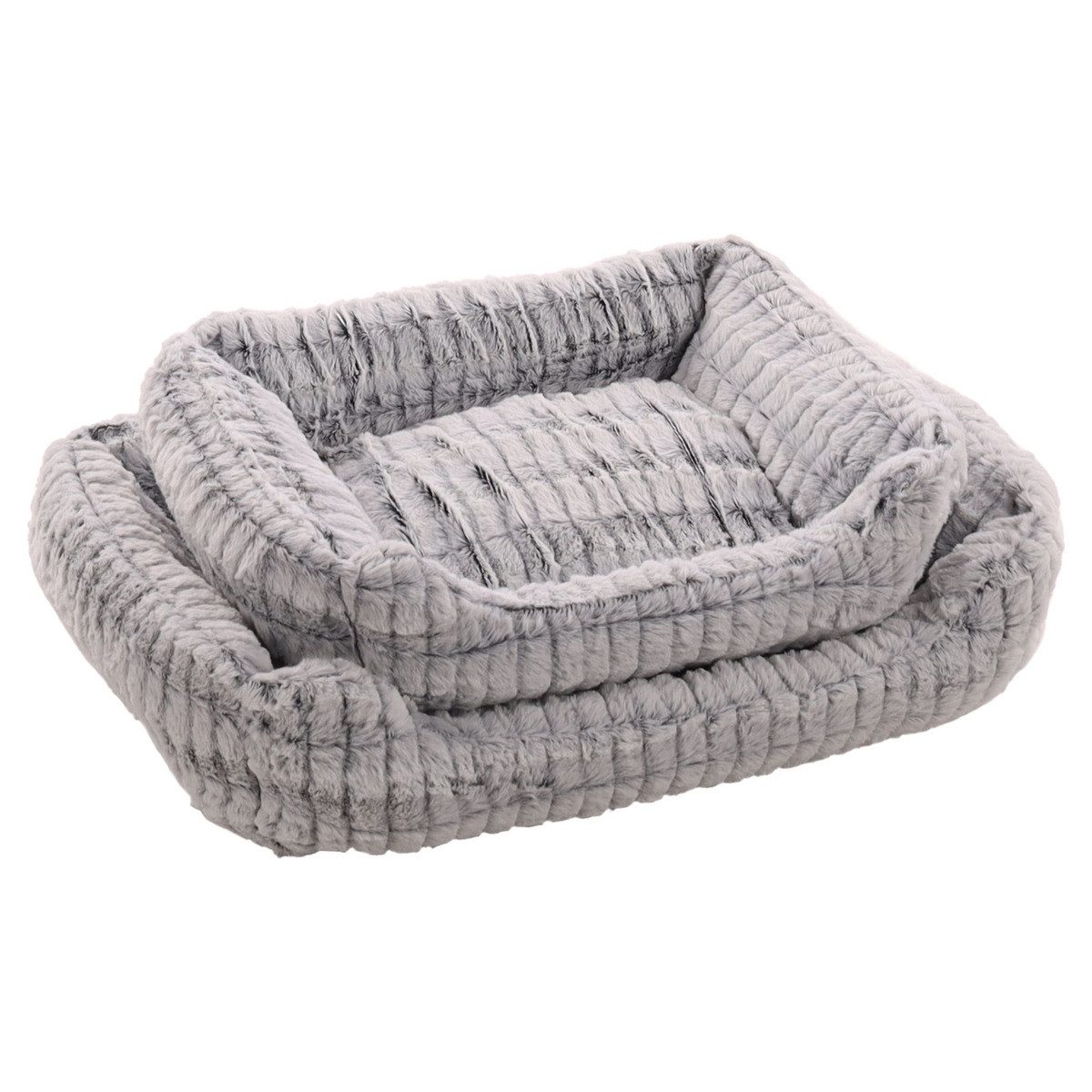 Flamingo Tierbett Hundekorb Stella rechteckig grau/weiß