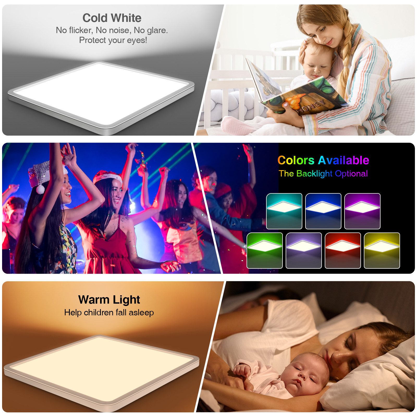 POPOLIC LED Deckenleuchte 24W RGB Farbwechsel günstig online kaufen
