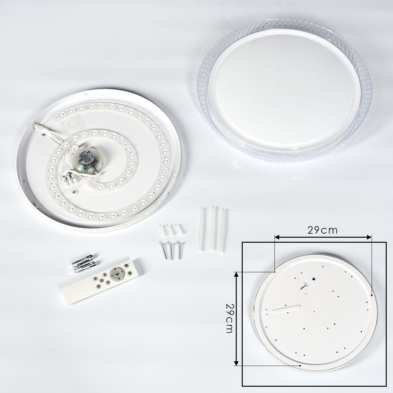 u. Sternenhimmel-Effekt, hofstein CCT Deckenleuchte Deckenlampe RGB weiß Leuchte Farbwechsler, »Berzi« 2000 Kunststoff 2700-6500 Kelvin, runde dimmbare aus m. Fernbedienung Lumen m.