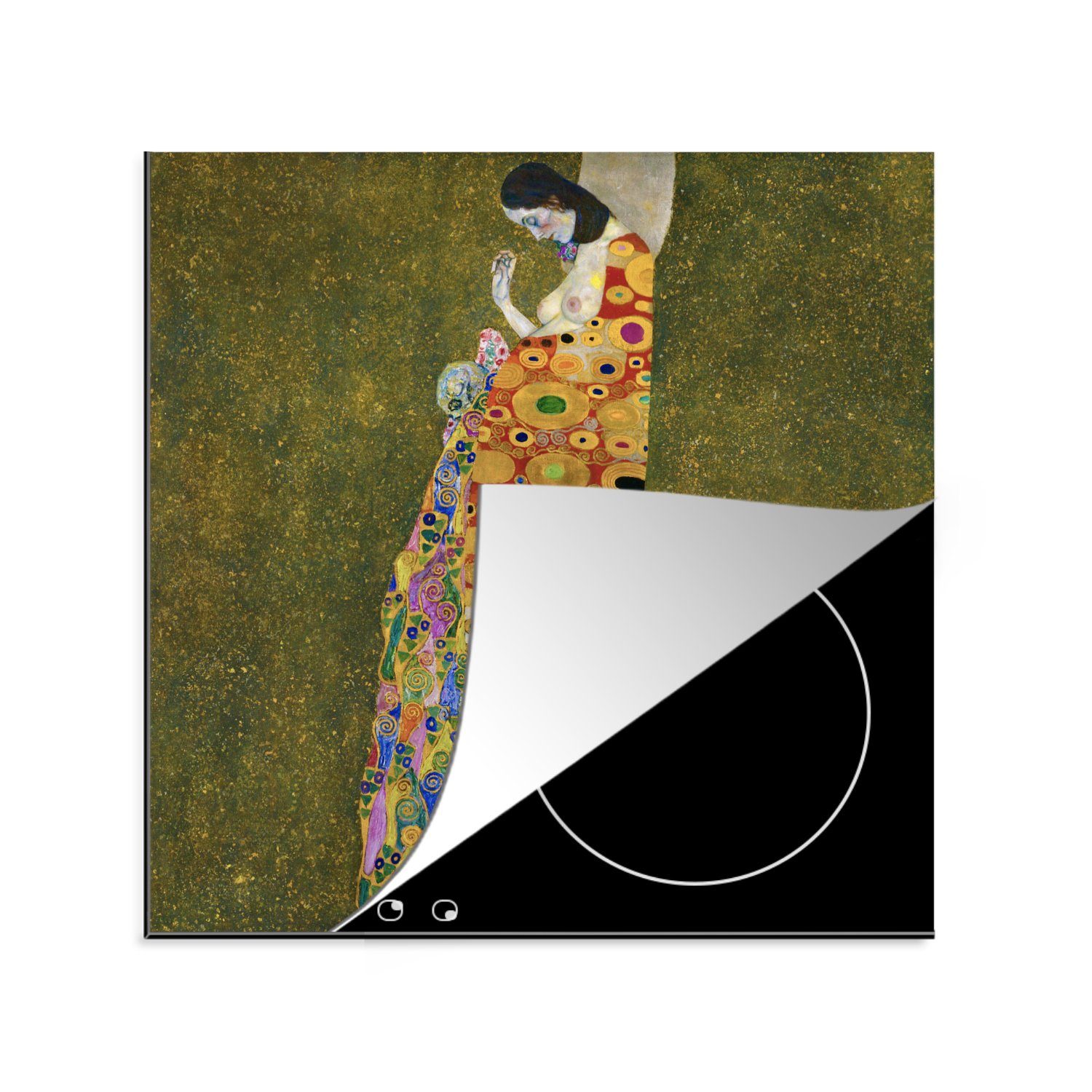 MuchoWow Herdblende-/Abdeckplatte Hoffnung II - Gustav Klimt, Vinyl, (1 tlg), 78x78 cm, Ceranfeldabdeckung, Arbeitsplatte für küche