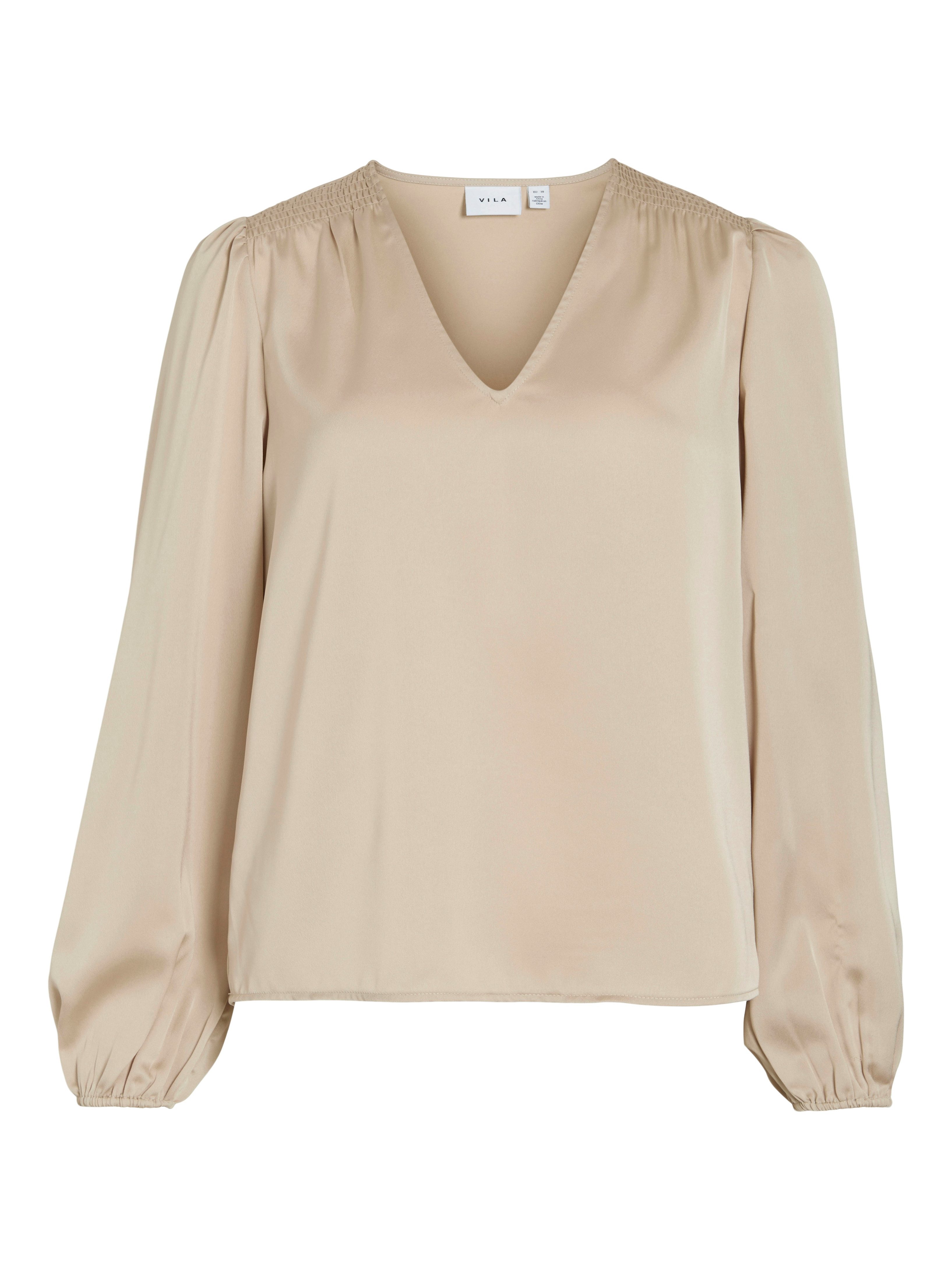 Langarmshirt VIELLETTE L/S SMOCK SATIN TOP - NOOS