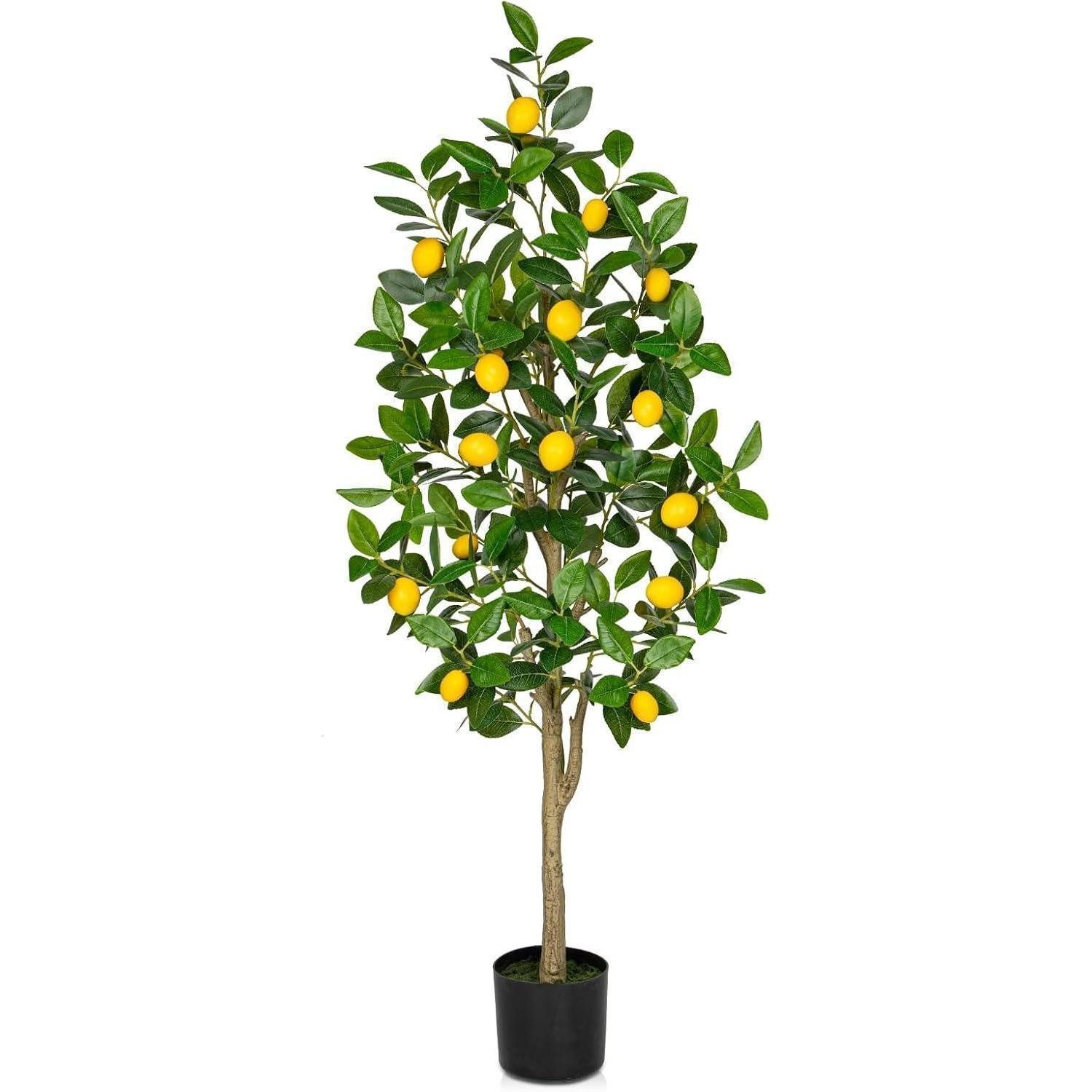 Kunstbaum Künstlicher Zitronenbaum 120cm für drinnen und draußen im Topf, LuxusKollektion