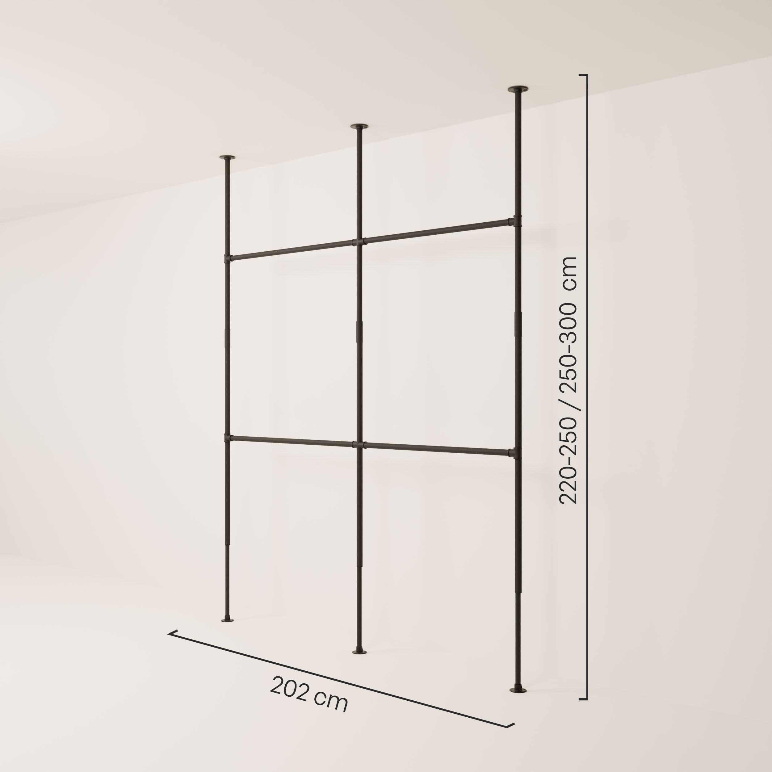 pamo. design Kleiderständer Garderobe LOFT, offener Kleiderschrank, höhenverstellbar, zum Klemmen, (Set, 1), Teleskop Kleiderstange für Kleider, Jacken & Mäntel