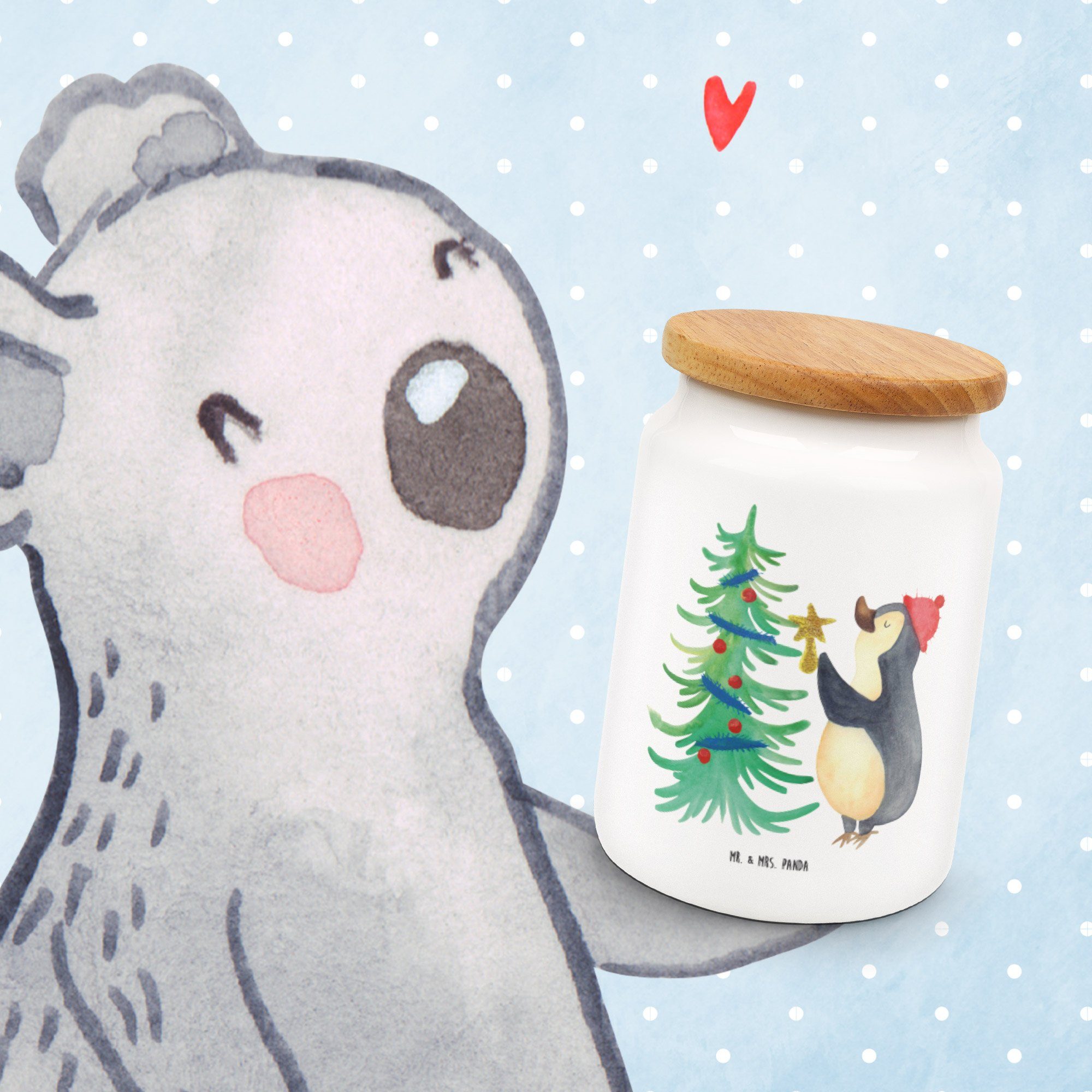 Keramik, Mr. Geschenk, Weihnachtsbaum Panda Weihnachten, - & Pinguin Dose, - Weiß Vorratsdose Mrs. Winter, (1-tlg)