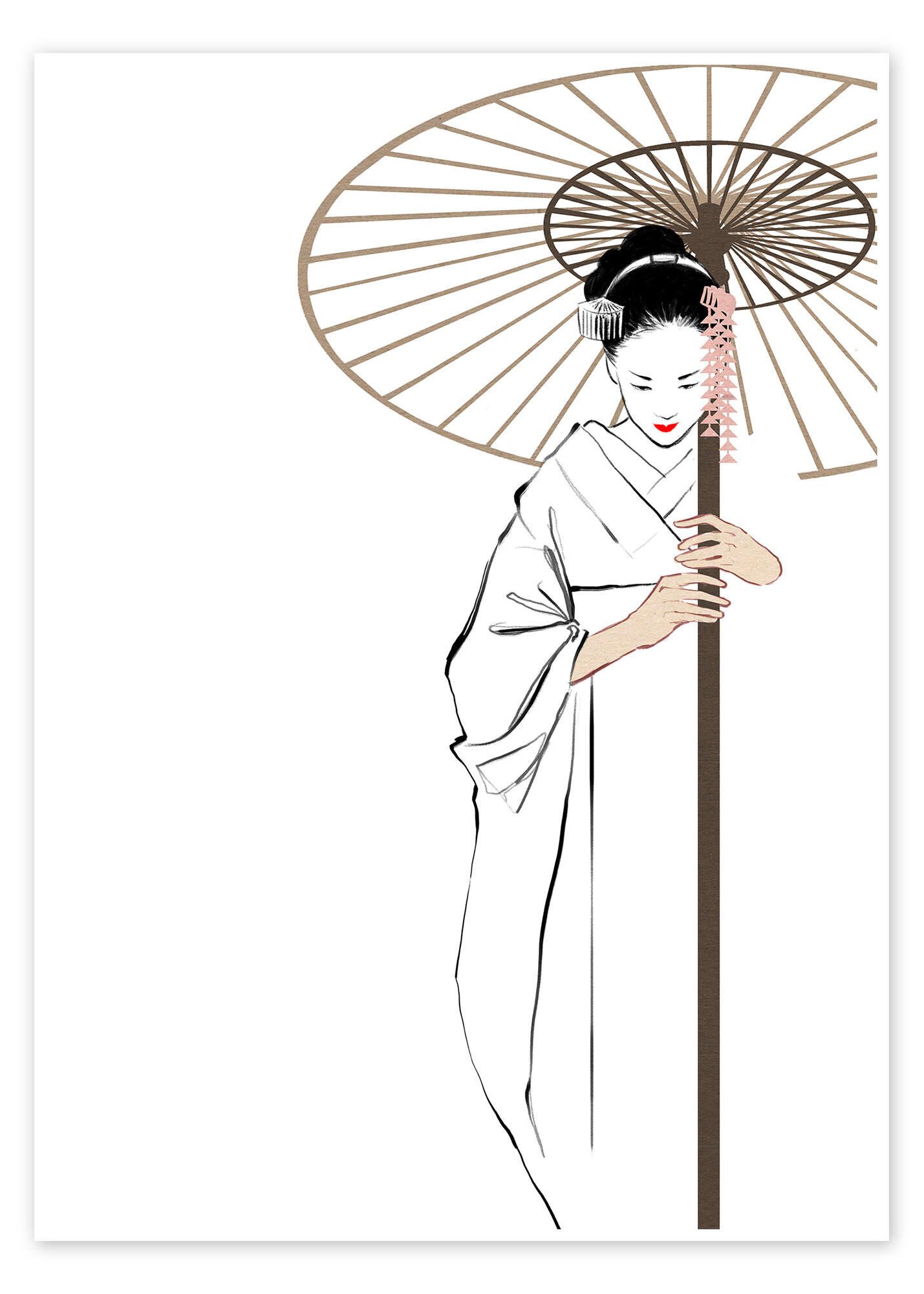 Posterlounge Wandbild Die Geisha, Wadim Petunin, erhältlich als Плакат, Leinwandbild, Wandsticker oder Acrylglasbild