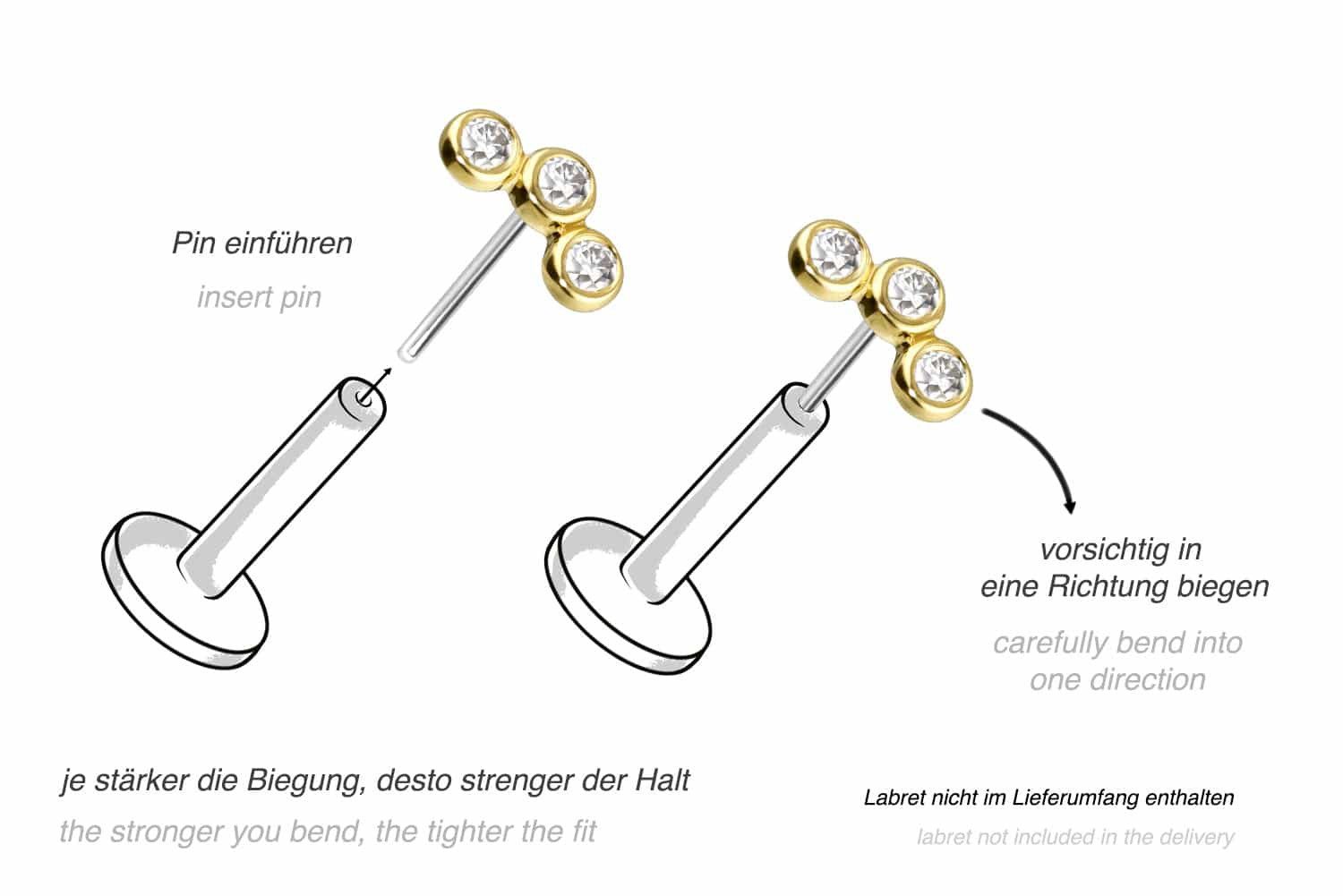 PIERCINGLINE Piercing-Set 14 Karat Gold Aufsatz günstig online kaufen