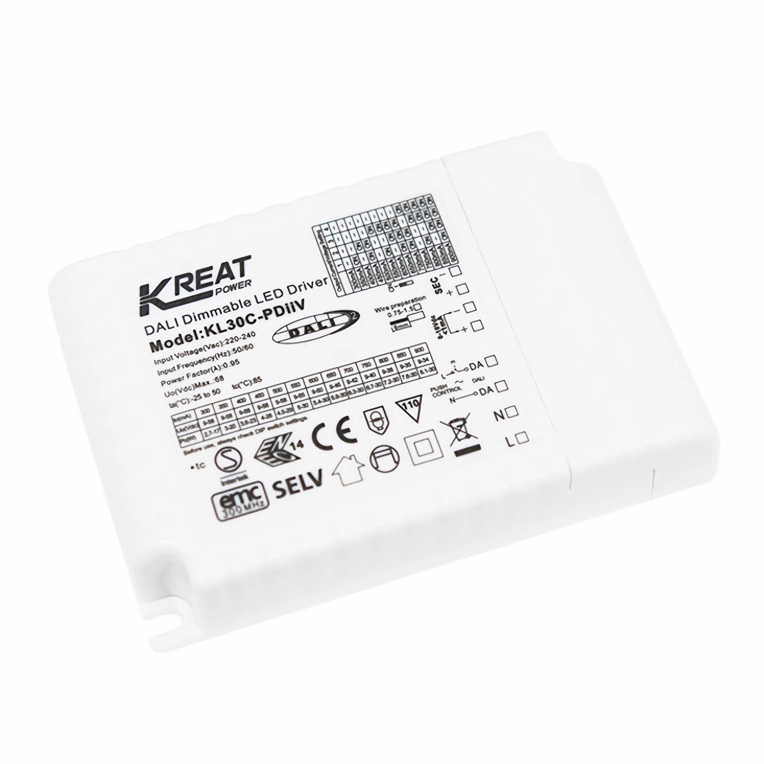 Merrytek KL30C-PDiiV Kreat Power 30W DALI 1-10V push DIM dimmbar LED-Treiber LED Trafo