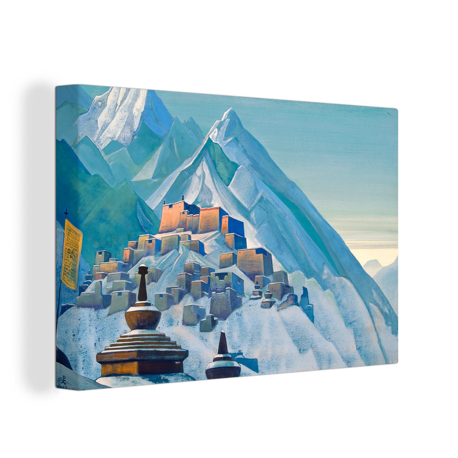 OneMillionCanvasses® St), Nicholas Himalaya 30x20 von - Gemälde Wanddeko, Leinwandbilder, cm Leinwandbild Tibet (1 Wandbild Roerich, Aufhängefertig,