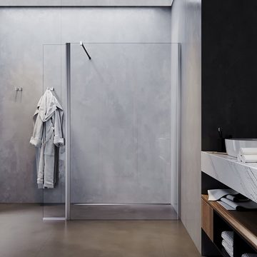 SONNI Walk-in-Dusche Walk in Dusche mit 30cm schwenkbare Seitenwand, Nano(ESG), 8mm Einscheibensicherheitsglas mit Nano Beschichtung, 8mm Glas Duschwand Walk in Duschwand Duschabtrennung, 70cm-120cm