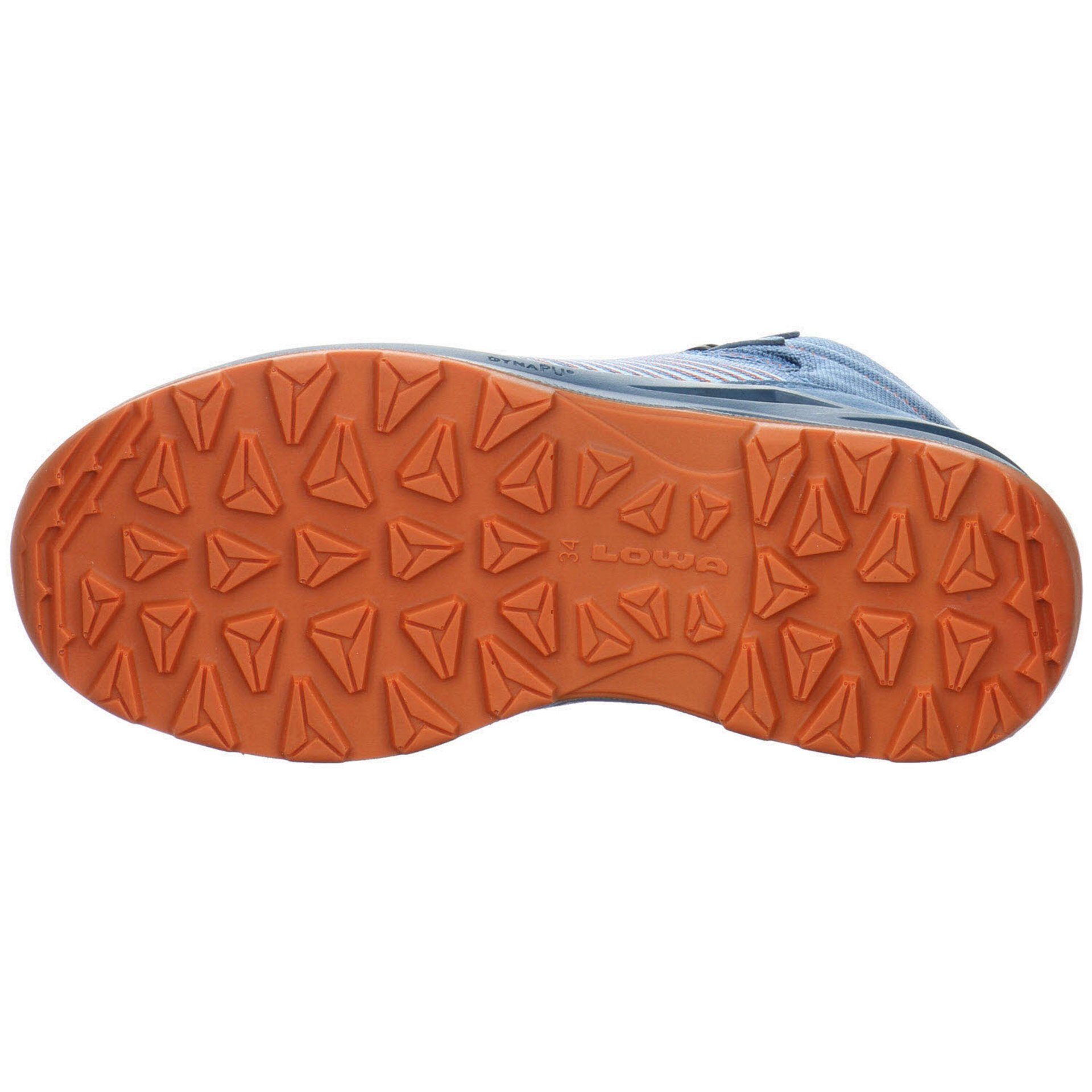 Jungen skyblue/orange Leder-/Textilkombination Outdoorschuh Schnürhalbschuhe Lowa