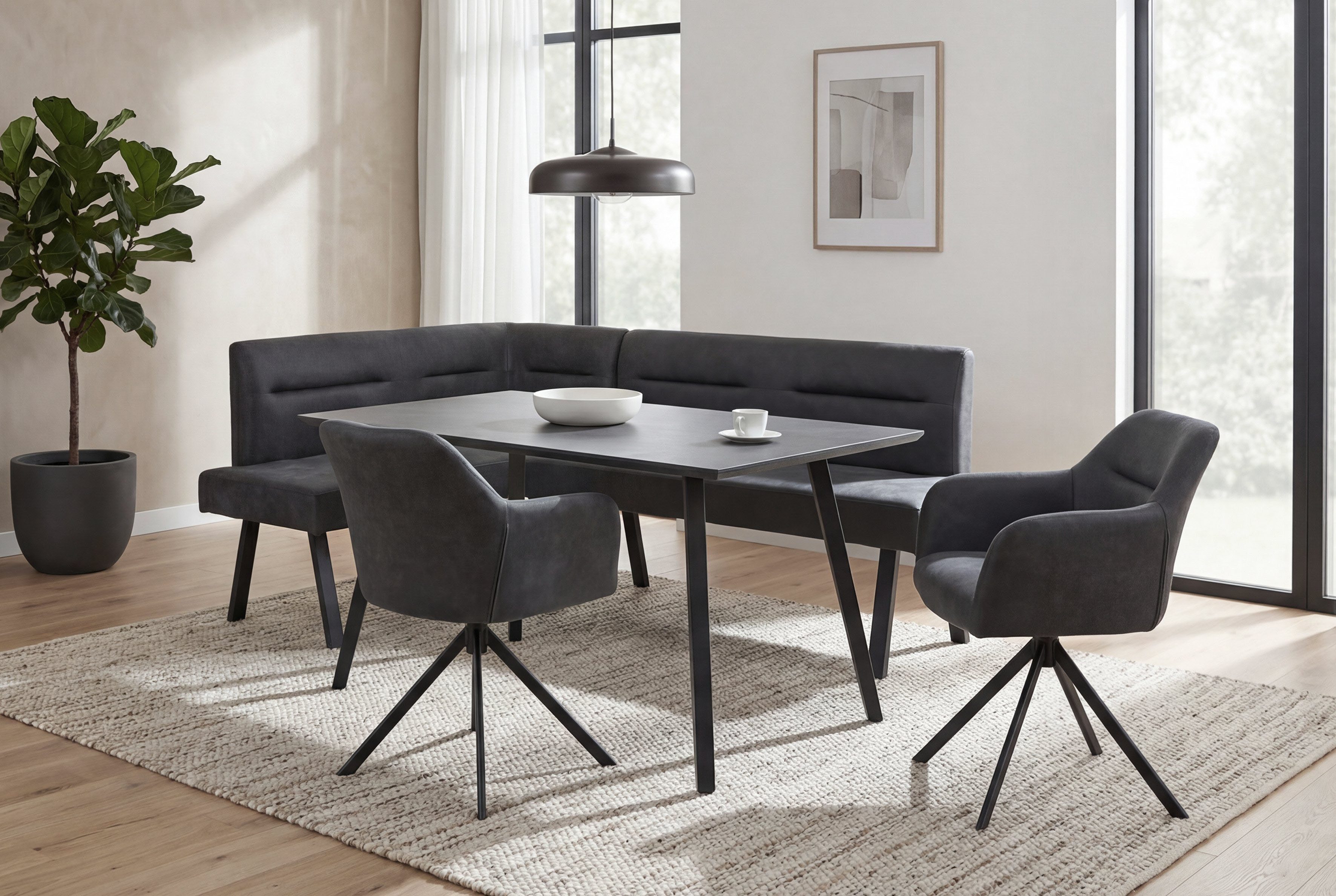 byLIVING Esszimmerstuhl MONTREAL (Set, 2 St), Microfaser, bis 110 kg, 360° drehbar, Schaumstoff, Ziernaht Rücken – Bild 2 von 5