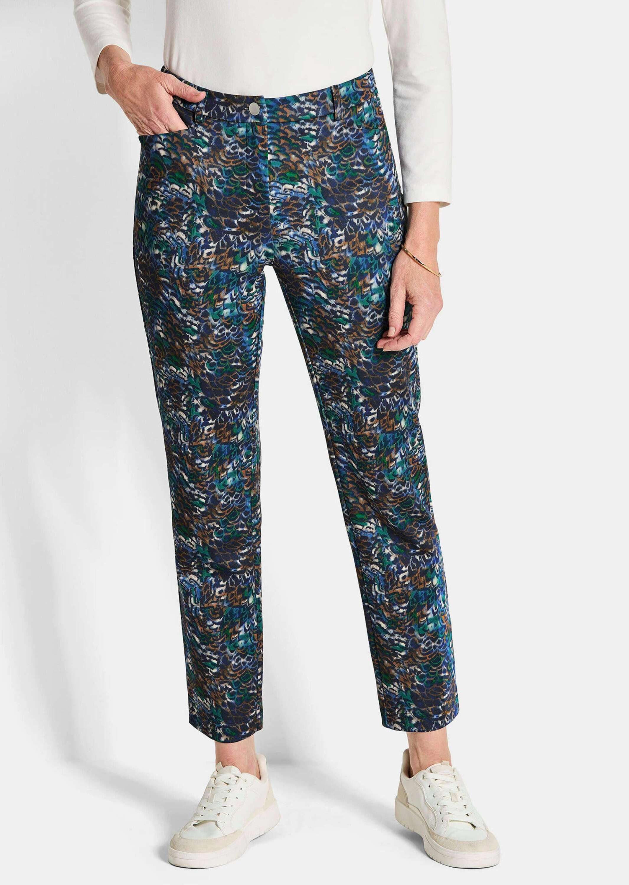 GOLDNER Stoffhose Knöchellange Stretch-Druckhose LOUISA Schmale Scuba-Hose günstig online kaufen