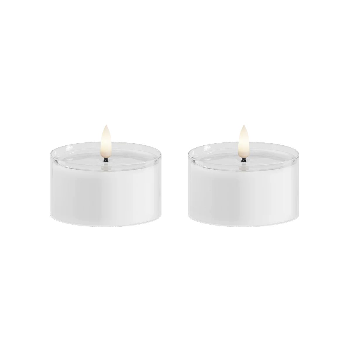 Deluxe Homeart LED-Kerze LED Teelicht im Glas weiß – 2er Set Delight Candles von Deluxe Homeart